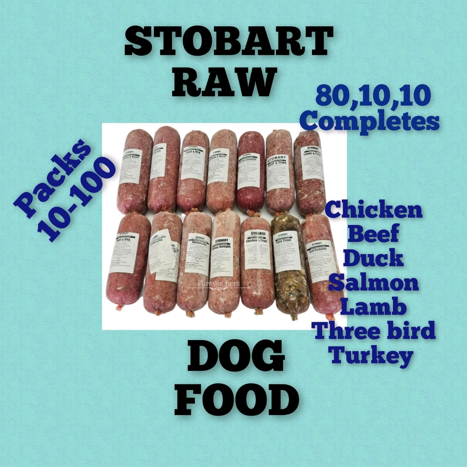 RAW FROZEN DOG FOOD NATURAL MEAT 454G CHUBS COMPLETES