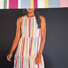 GAP Women's XL Striped Jersey Sleeveless Sundress Pockets Tiered Knee Length