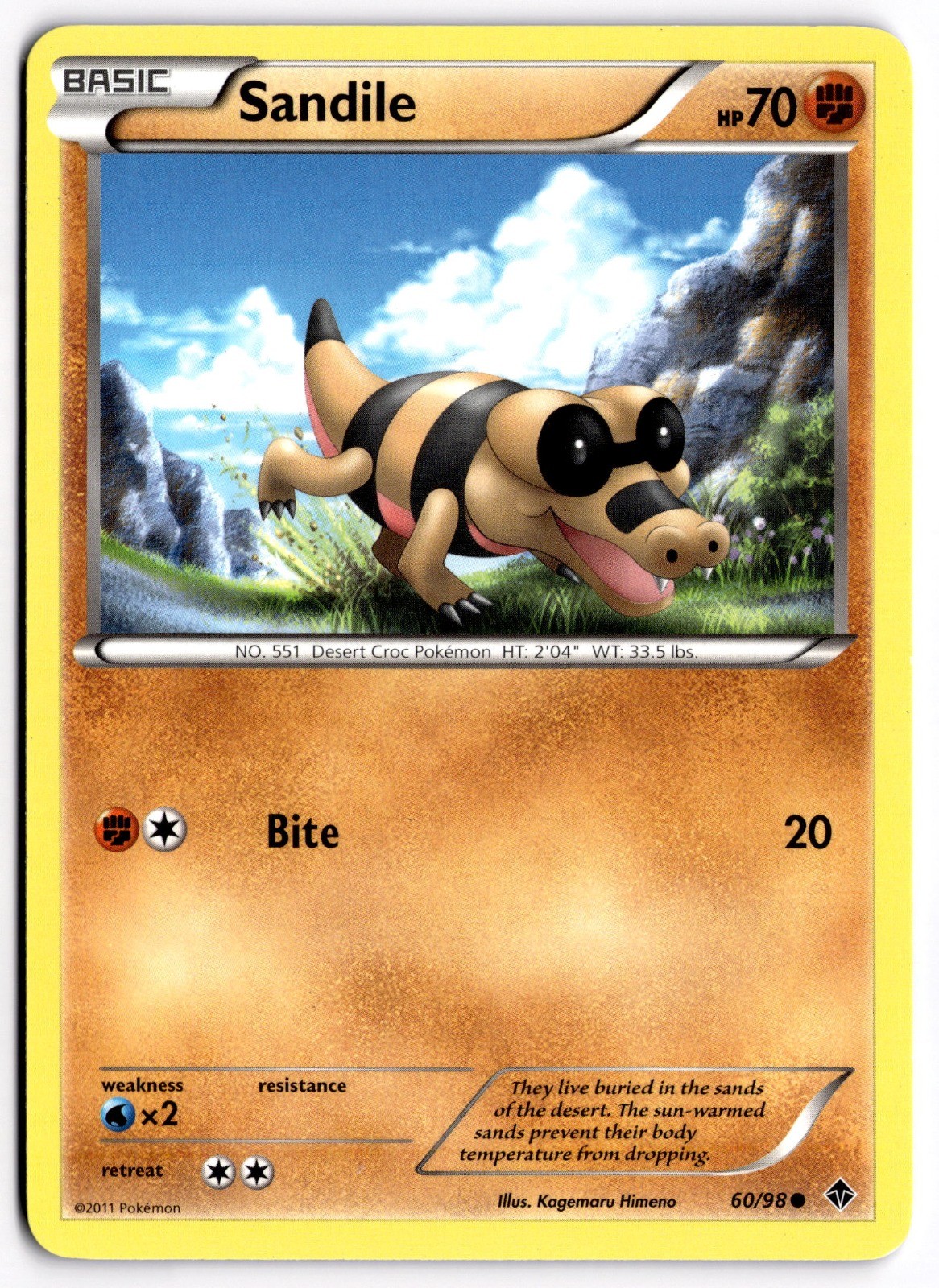 Pokemon TCG Sandile 60/98 Emerging Powers Common LP