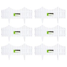 Image of 6 x 33cm 4 Piece Set White Wood Effect Picket Fence Garden Edging