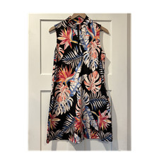 Tommy Bahama Golf Dress Tropical Print Mock Neck Half Zip Size L EUC Vacation