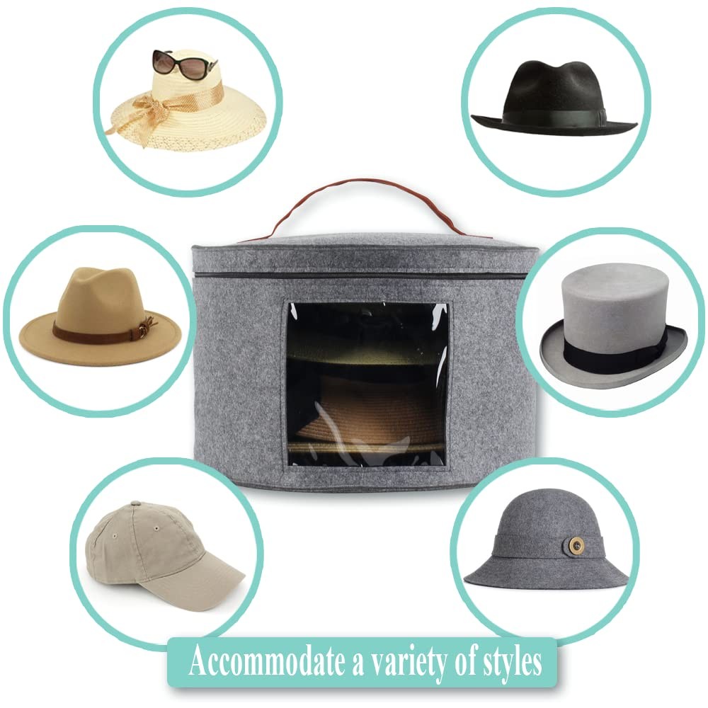 Hat Box,Hat Storage Box,Stackable Round Brim Hats… - image 2