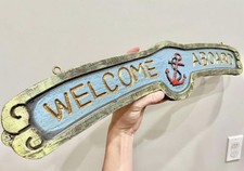 Cute Wood Welcome Aboard Entryway Room Porch Sign Decoration