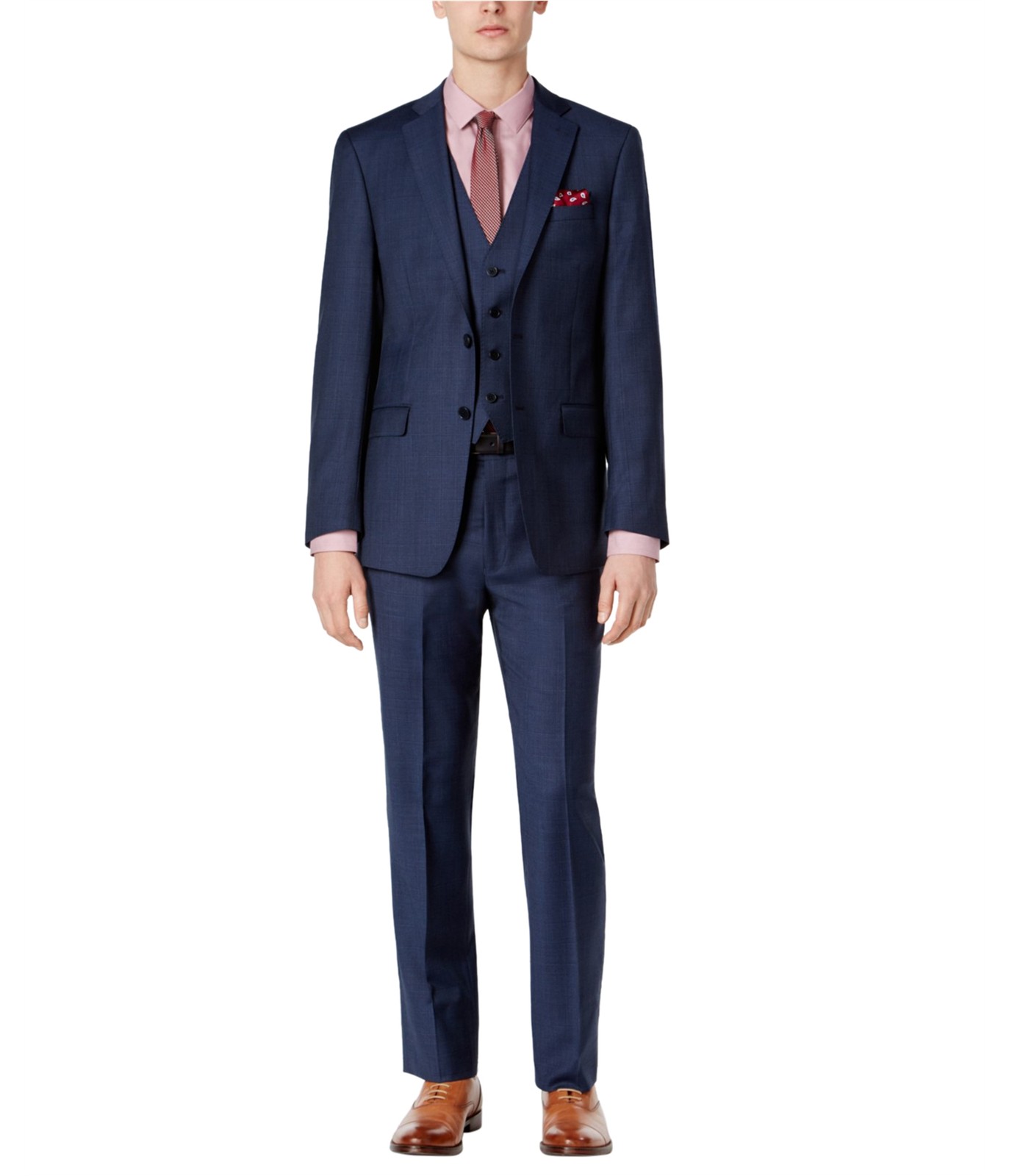 Calvin Klein Mens Tonal Windowpane Two Button Formal Suit 57790₽
