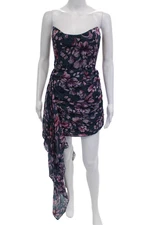 Katie May Womens Bodycon Mini Floral Dark Blue Rayon Dress Size 1