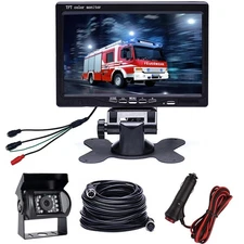 Hikity 7" Backup Camera with Monitor Kit, Waterproof 18 IR LED Night Vision R...
