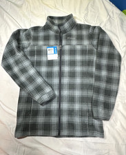 New Columbia Zing III Grey Plaid Fleece Full Zip Jacket Youth Boy's XL NWT 18-20