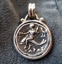 Calabria Didrachmn With Boy on a Dophin Custom Sterling Mount