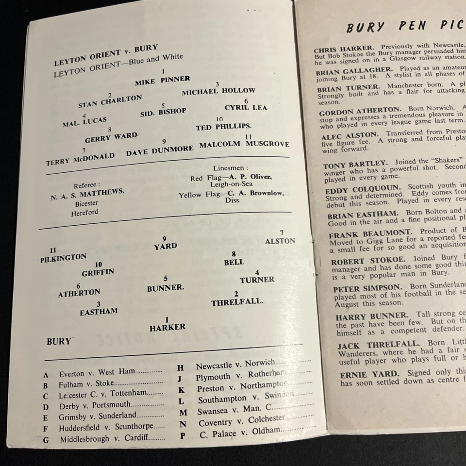(2) Leyton Orient v Bury. 25th April, 1964 . Second Division. - Image 2 of 3