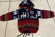 Vintage Aztec Llama Jacket With Hood