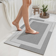 YDKGL Non Slip Bath Mat Thin Bathroom Rugs Fit under Door Grey 24"X 35"