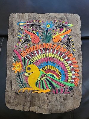 Amate Bark Paper Vintage Mexican Folk Art, Hand Painted