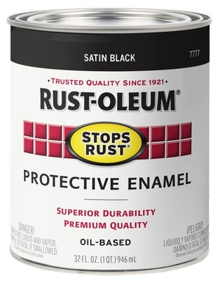 RustOleum 7777502 Stops Rust Brush On Paint, Quart, Satin Black