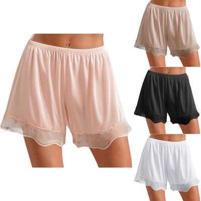 Damen Satin Sicherheits-Shorts Spitze Loose Schlafbekleidung für Pool Party