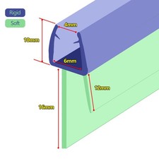 PRE CURVED Shower Seal Strip, 4-6mm Glass Bath Door Screen, Seals Gap to 25mm