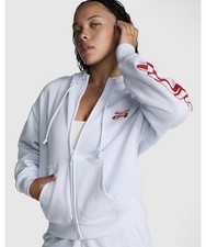 PINK Victoria's Secret Ivy Fleece Campus Full-Zip Hoodie Size M