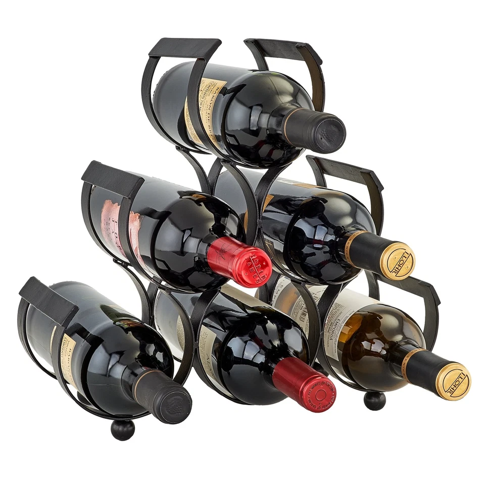 Antiguo estante de vino holandés 1332 para 6 botellas, negro Foto 2 de 2