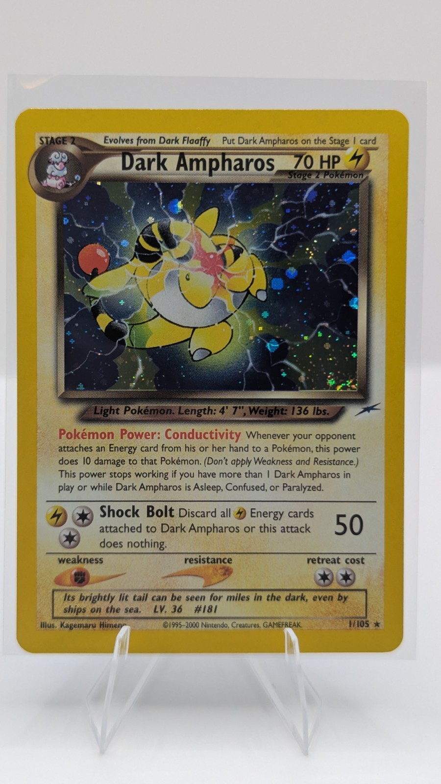 Dark Ampharos 1/105 - Pokemon Neo Destiny Unlimited Card - NM