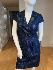 159 ADRIANNA PAPELL SURPLICE METALLIC SHEATH DRESS SIZE 6 US