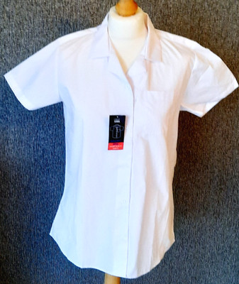 Next Mädchen Shirt Bluse Oberteil weiß Schuluniform Kurzarm 15 Jahre normal neu mit Etikett