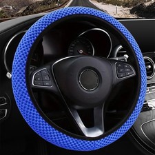 Steering Wheel Cover Stretch Breathable 15 Inch Blue Cover
