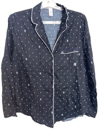 Victoria's Secret Pajama Set Black White Polka Dots Pants Long Sleeve Size Small