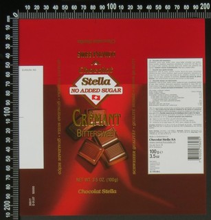 Set of 9 Original Stella (Swiss) 100g 'No Added Sugar' Chocolate Wrappers 2000s