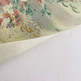 Gion Map #B 14x62 LONG Hand Painted Vintage Silk Chirimen Kimono Fabric CJ8