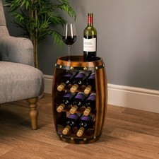 Barrel Wine Rack Wooden Free Standing 8 Bottle Storage Holder H50cm Christow