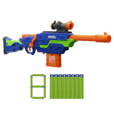 Rebel Foam Dart Blaster Set Bolt-Action Clip-Fed w/ Scope, Clip 8 Accu-Blas