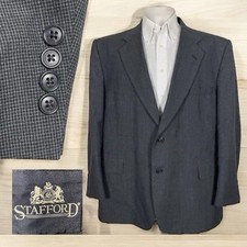 Stafford Sport Coat Mens 48R Blue Multicolor Polyester Two Buttons