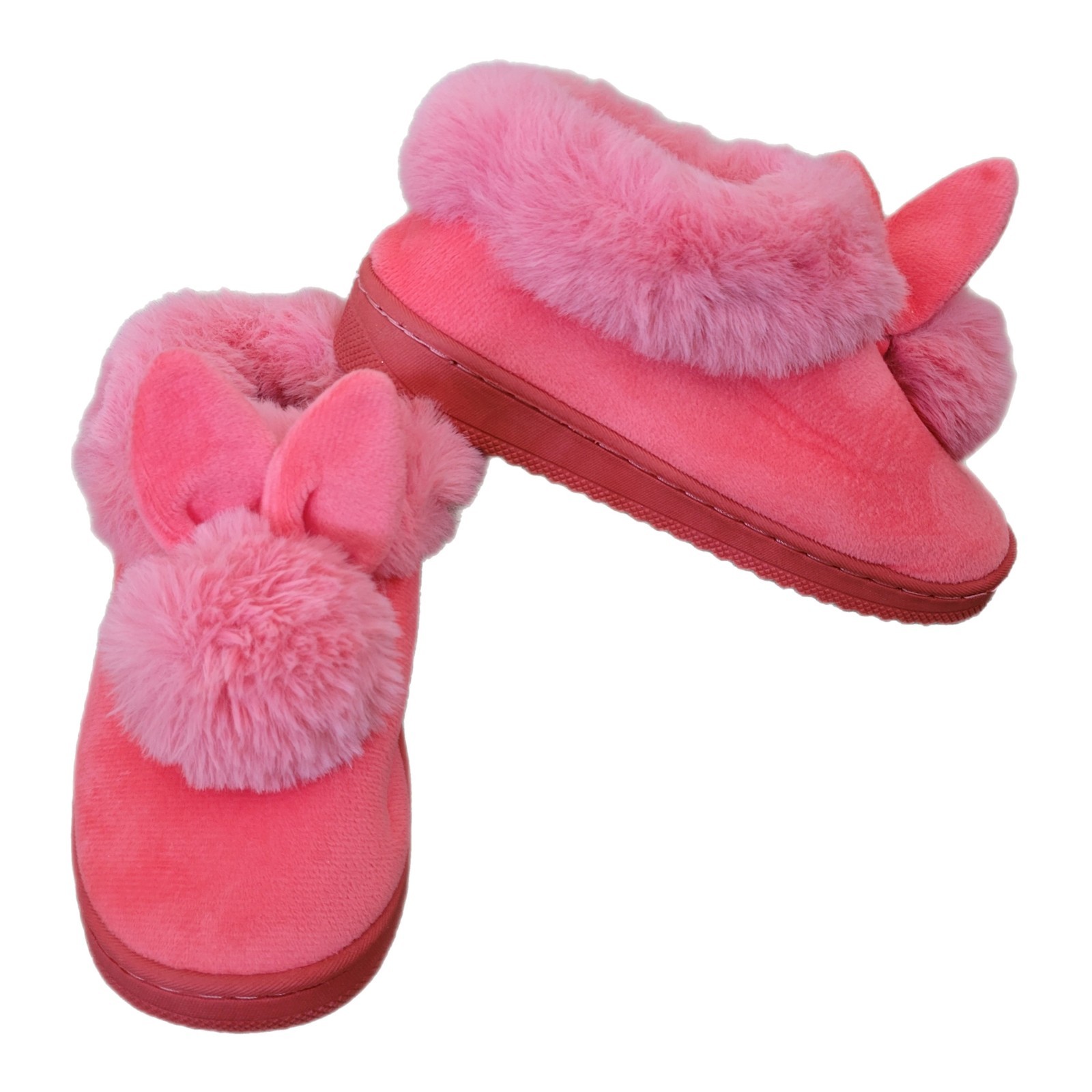 SAOLA Shi Shang Ciabatte da donna rosa coniglietto foderate in pelliccia sintetica suola robusta 38 39 (6 US)