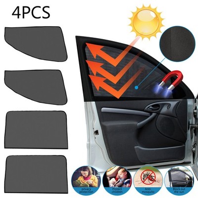 4PCS Magnetic Car Side Front Rear Window Sunshade Cover Mesh Visor UV Protection