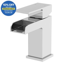 Modern Bathroom Waterfall Mono Basin Sink Mixer Tap Square Single Lever Chrome