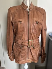 Ladies Next Leather Coat Size 14 Excellent Condition Tan Colour with Belt