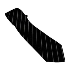 Antonio Ricci Black Silver Silk Tie Geometric Stripe Formal Dresswear Business