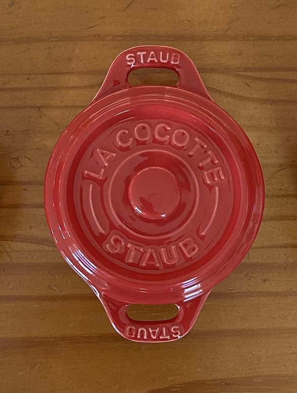 STAUB 4” Mini Round La Cocotte Dish w/ Lid in Cherry Red, NOS