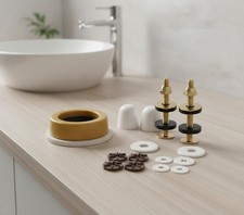 Extra Thick Toilet Wax Ring Kit, 1.6", Bolts, Caps, Brass Finish