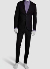 Kenneth Cole Men's Black Techni-Cole Slim Fit 2-Piece Jacket-Pants Suit Size 46R