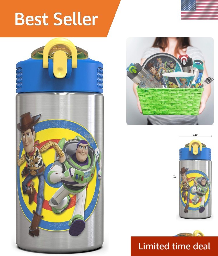 Toy Story 4 Buzz & Woody 15.5oz Stainless Steel Water Bottle - Leak-Proof & Fun
