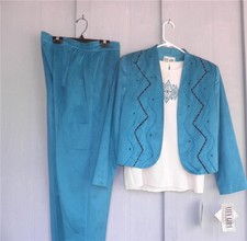 NANCY BOLEN CITY GIRL 4 pc. AQUA TEAL Jacket Pants Skirt Shirt Top Made in USA!