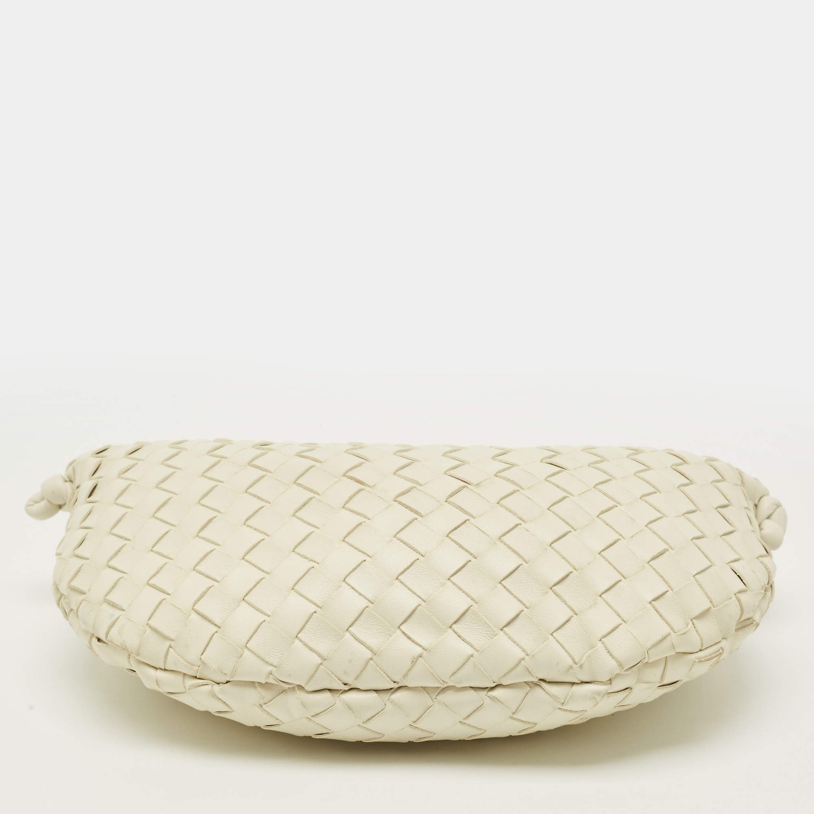 Bottega Veneta Turn Medium White Intrecciato Leather Pouch image 6