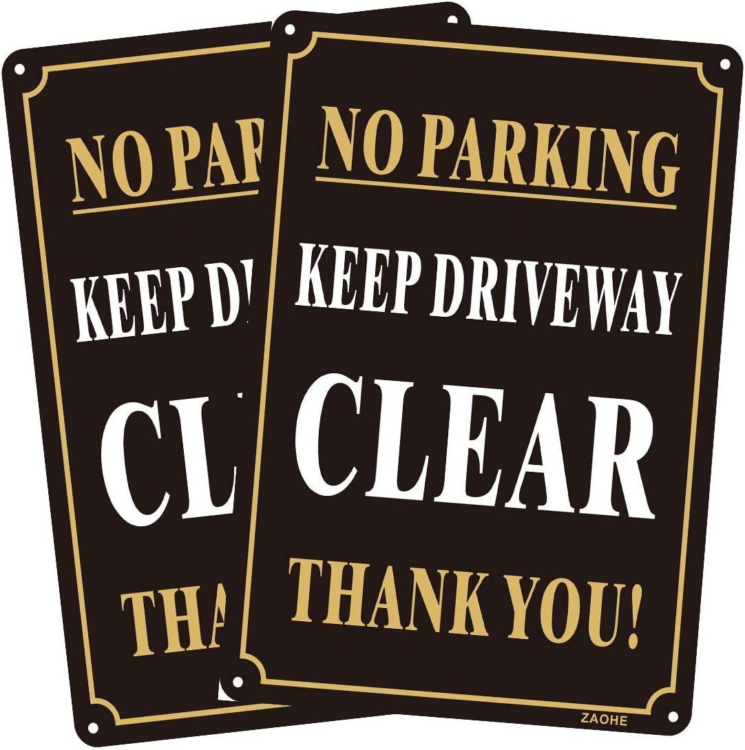 2-pack Black No Parking Sign Aluminum 25 X 35 cm Minimalist Style