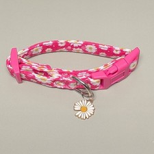 Cotton Dog Collar for Small Medium Large Dogs Hot Pink Flower Pattern
