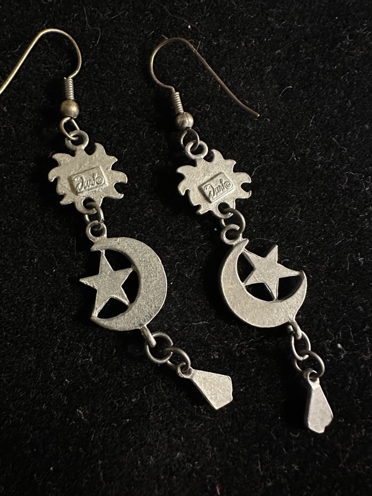 Signed Duri Vtg. Celestial Dangle Earring SilverT… - image 4