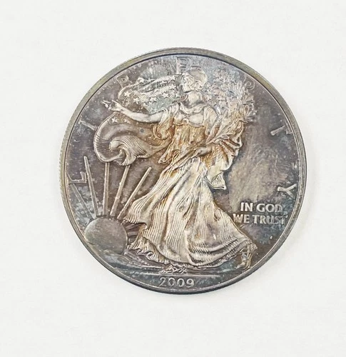 2009 US Mint Fine .999 American Silver Eagle 1oz Toned Bullion Coin ~ NO RESERVE