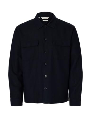 Selected Femme Herren Slmotto Leroy Linen Blend Overshirt Noos, Sky Captain,-image