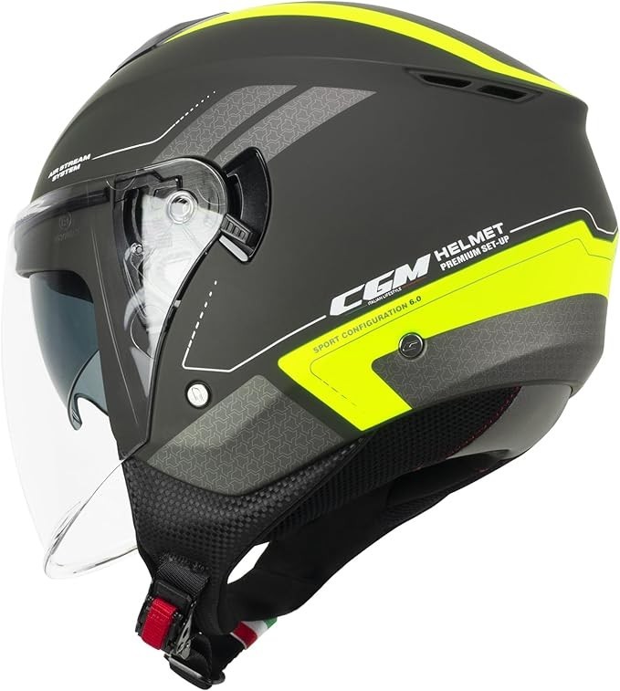 Casco jet CGM 126G IPER CITY grafite e giallo fluo foto 4