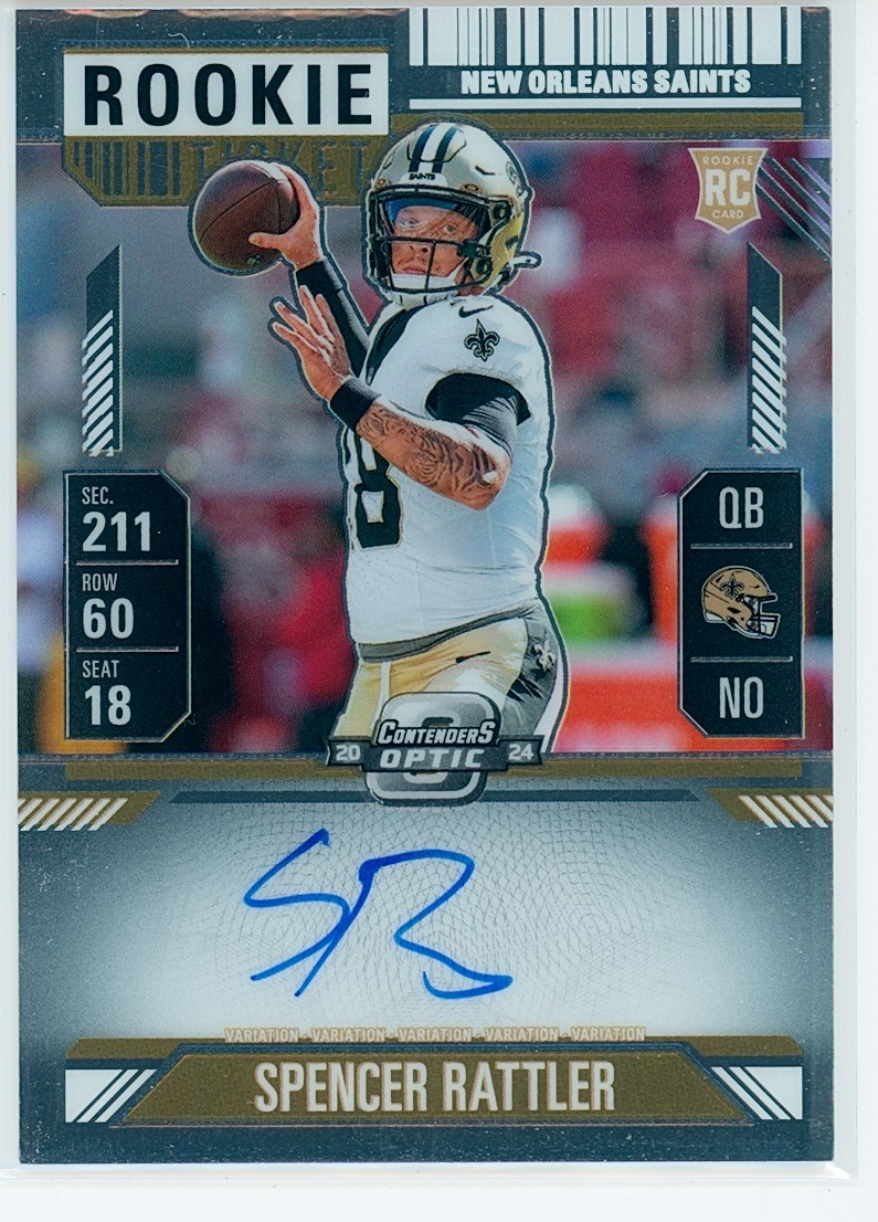 2024 Contenders Optic Spencer Rattler Variation Rookie Ticket Auto RC #116 2
