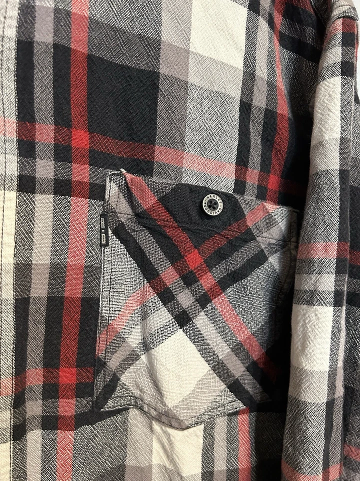Harley Davidson Red Black White Plaid Long Sleeve Mens Heavy Shirt 2XL - Image 3 of 4